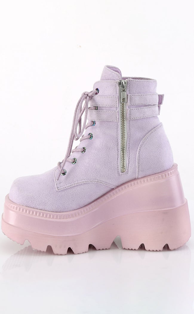 SHAKER-52 Lavender Vegan Suede Ankle Boots-Demonia-Tragic Beautiful