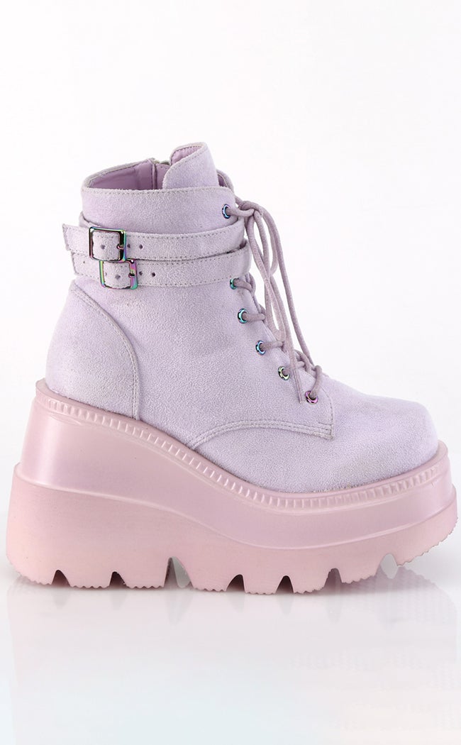 SHAKER-52 Lavender Vegan Suede Ankle Boots-Demonia-Tragic Beautiful