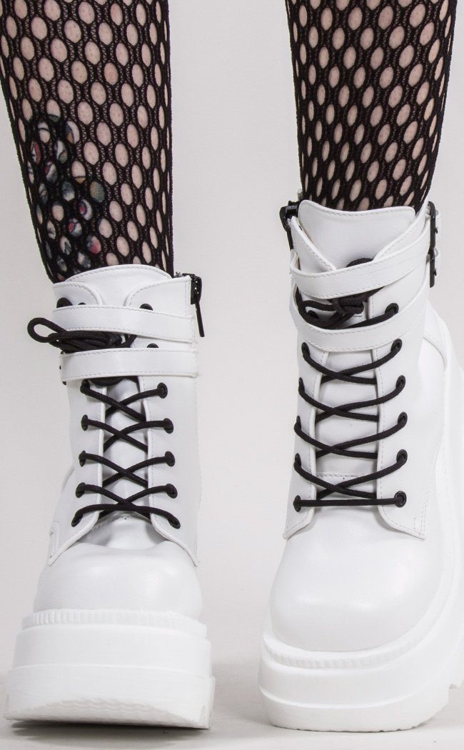 SHAKER-52 White Boots-Demonia-Tragic Beautiful