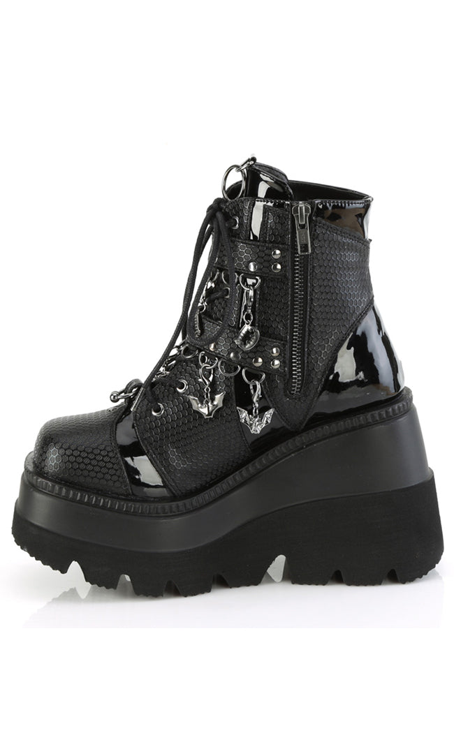 SHAKER-66 Black Bat Platform Ankle Boots-Demonia-Tragic Beautiful