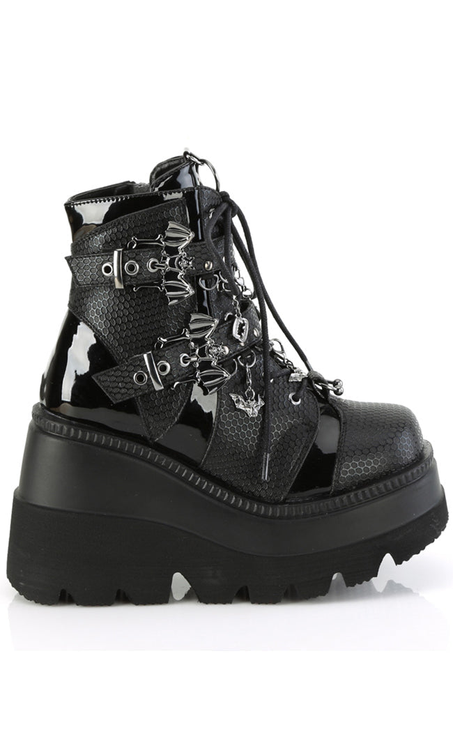 SHAKER-66 Black Bat Platform Ankle Boots-Demonia-Tragic Beautiful