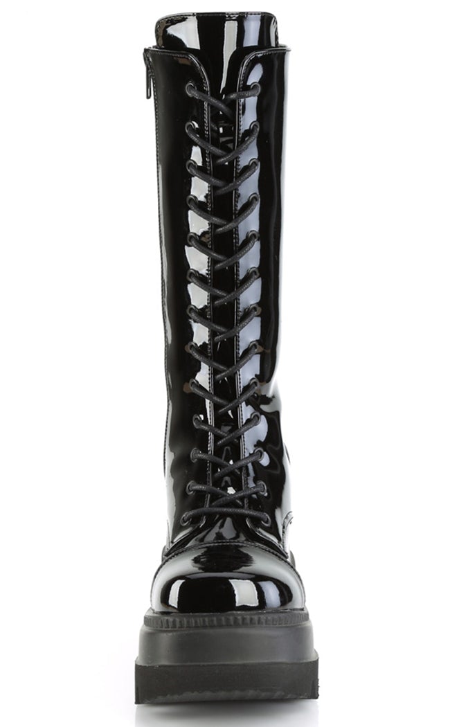 SHAKER-72 Black Patent Platform Boots-Demonia-Tragic Beautiful