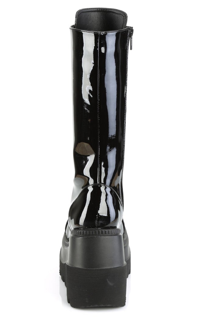 SHAKER-72 Black Patent Platform Boots-Demonia-Tragic Beautiful