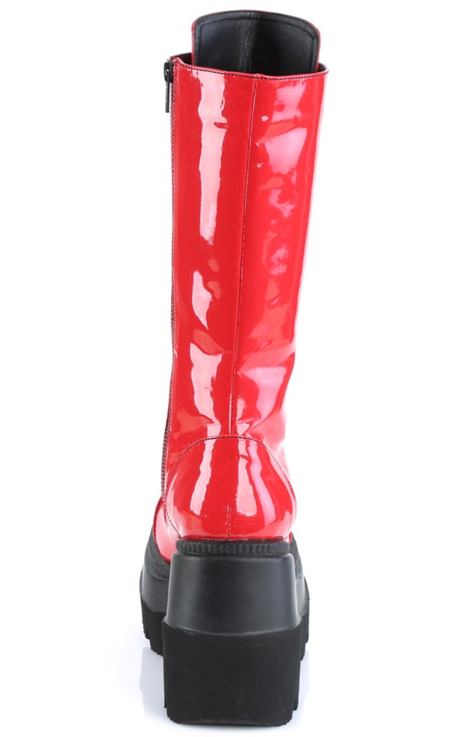 SHAKER-72 Red Patent Platform Boots-Demonia-Tragic Beautiful