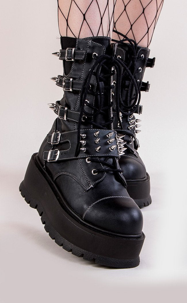 SLACKER-165 Vegan Leather Ankle Boots-Demonia-Tragic Beautiful