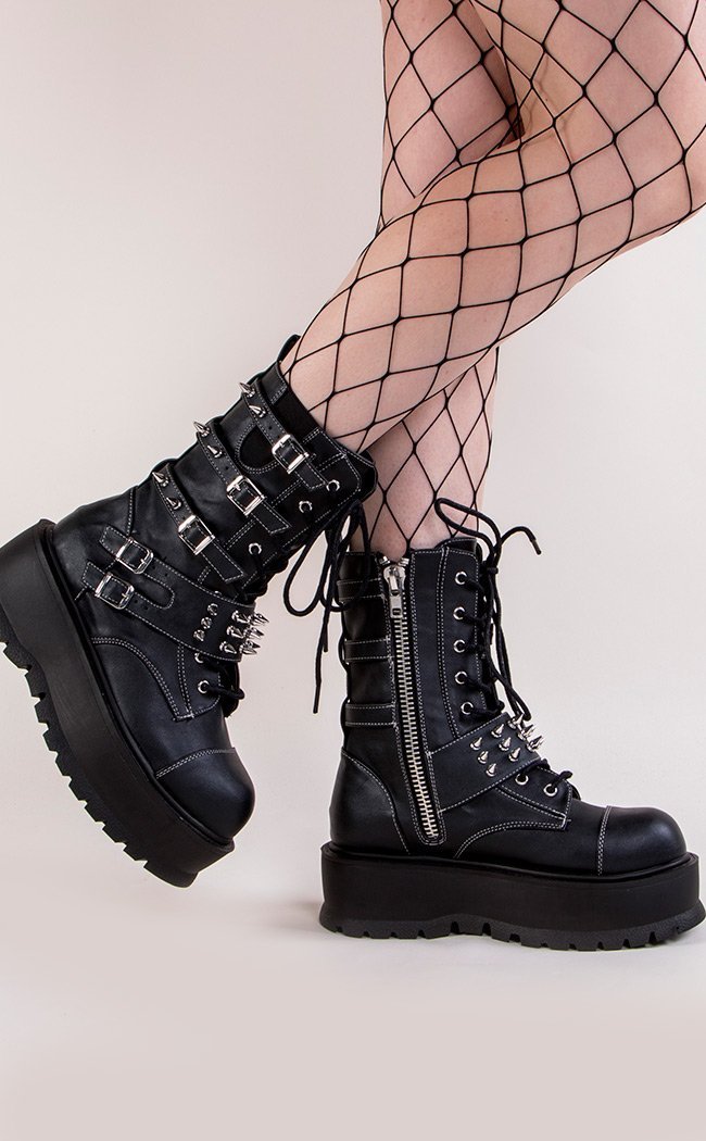 SLACKER-165 Vegan Leather Ankle Boots-Demonia-Tragic Beautiful