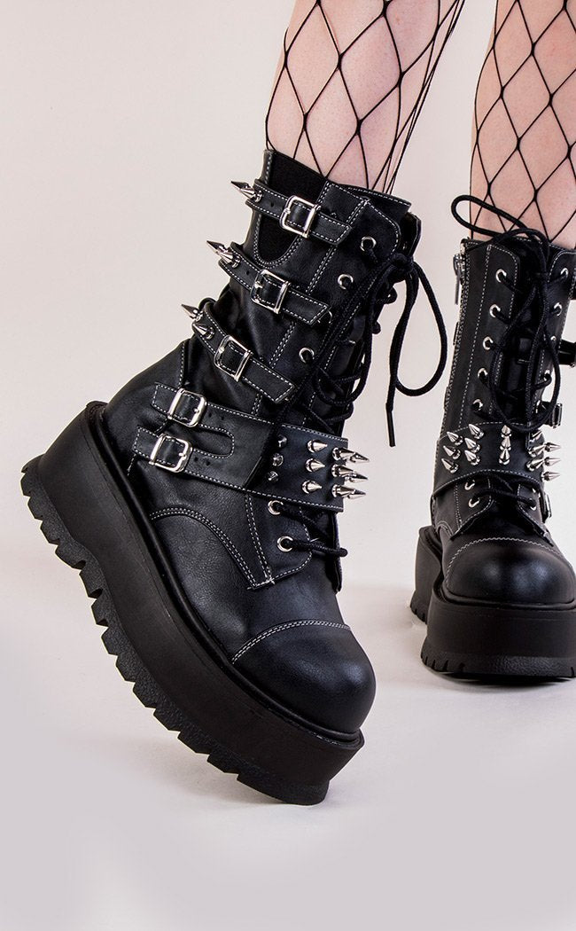 SLACKER-165 Vegan Leather Ankle Boots-Demonia-Tragic Beautiful