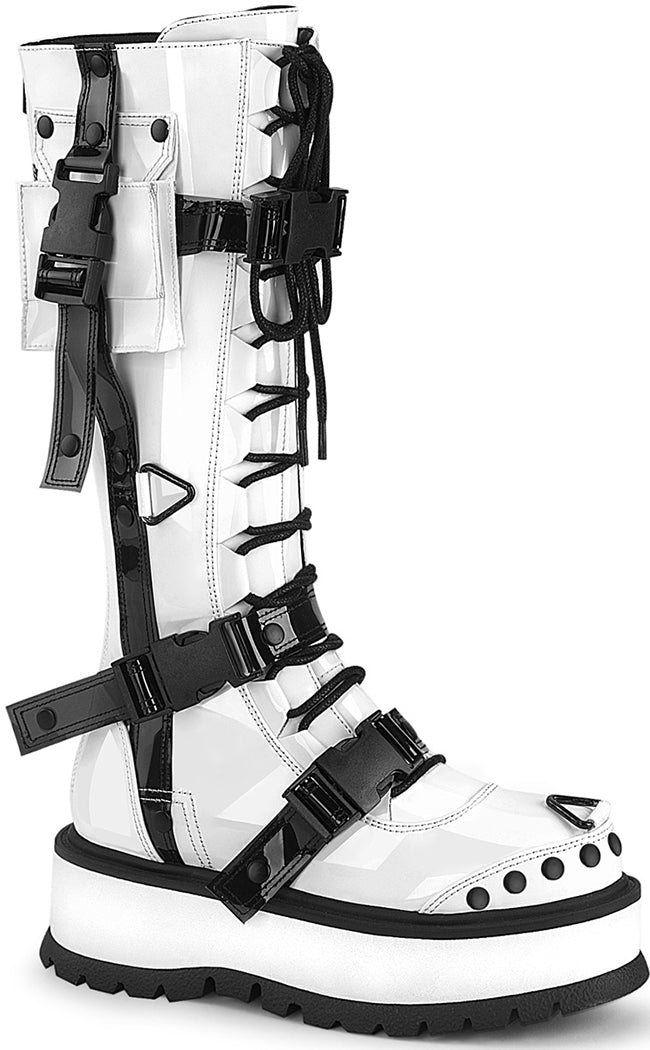 Knee High Platform Shoes Boots Punk Demonia SLACKER-260 Patent
