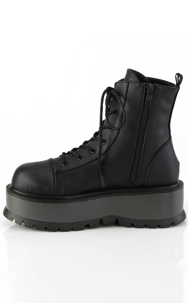 SLACKER-55 Black Vegan Ankle Boots-Demonia-Tragic Beautiful