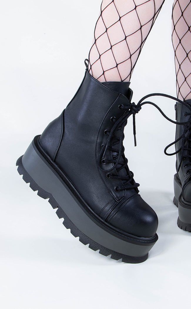 SLACKER-55 Black Vegan Ankle Boots Demonia Footwear Australia