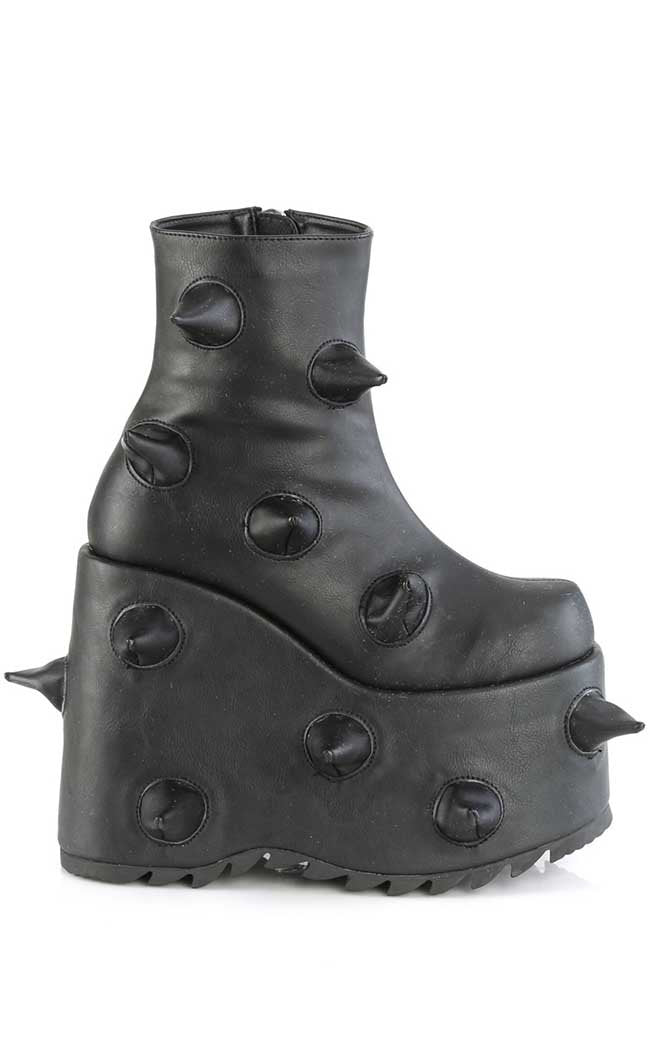 SLAY-77 Black Matte Spike Platform Boots-Demonia-Tragic Beautiful