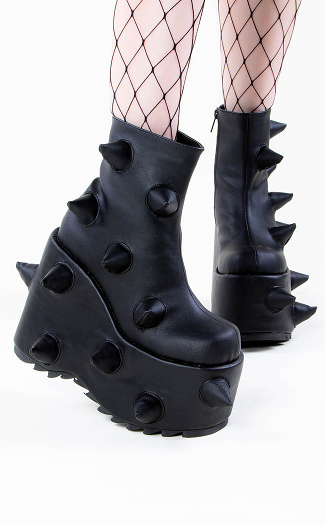 Goth Boots Spiked Demonias SLAY-77 Black Matte Spike Platform