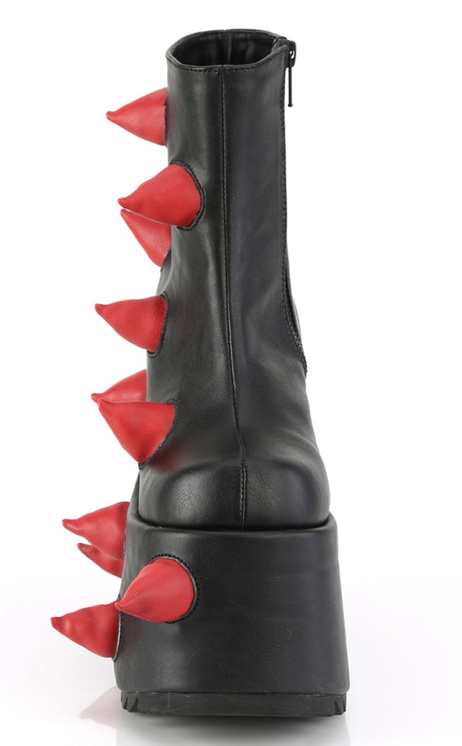 SLAY-77 Black-Red Spike Platform Boots-Demonia-Tragic Beautiful
