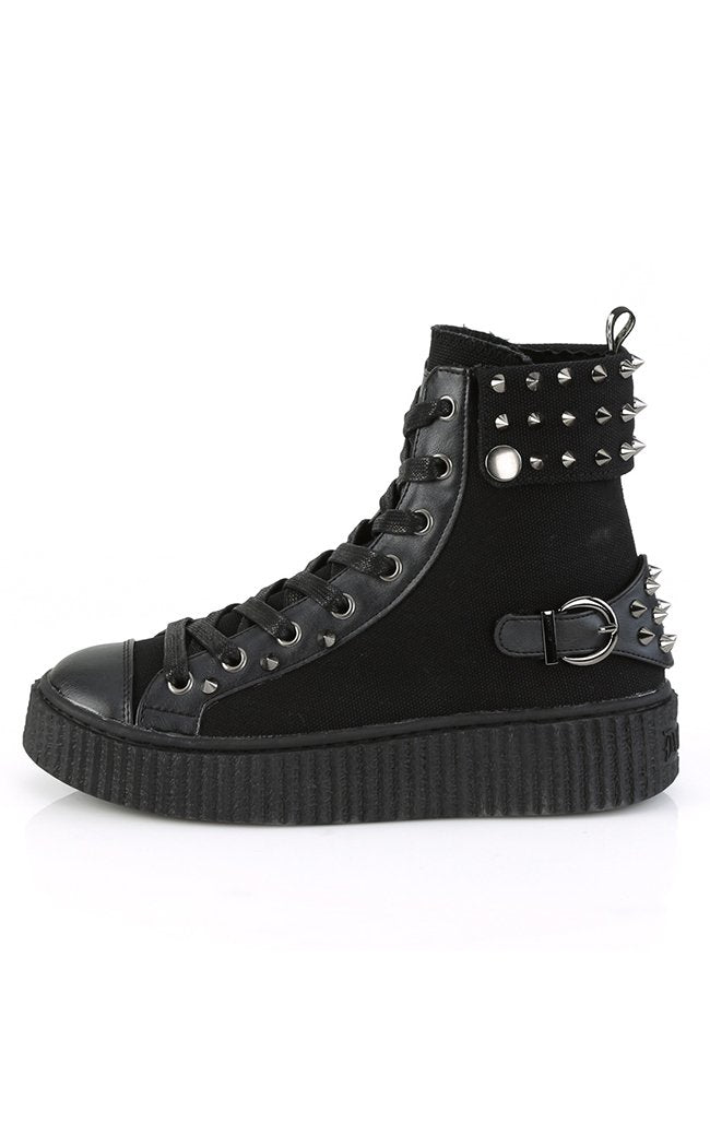 SNEEKER-266 Black Canvas Sneaker-Demonia-Tragic Beautiful