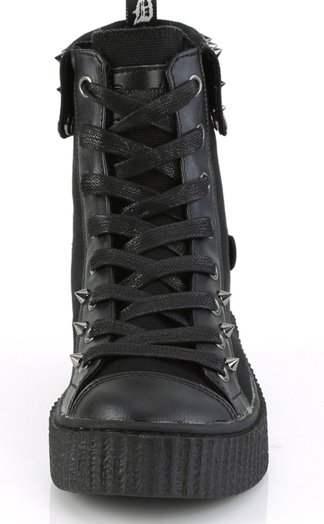 SNEEKER-266 Black Canvas Sneaker-Demonia-Tragic Beautiful