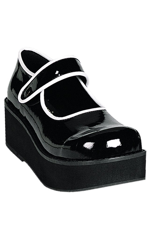 SPRITE-01 Black / White Mary Janes-Demonia-Tragic Beautiful