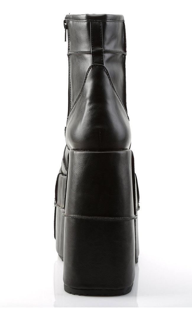 STACK-201 Black Vegan Leather Boots-Demonia-Tragic Beautiful