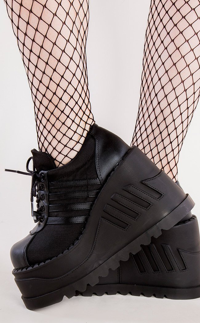 STOMP-08 Black Platform Sneakers-Demonia-Tragic Beautiful