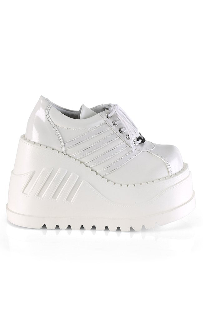 STOMP-08 White Platform Sneakers-Demonia-Tragic Beautiful