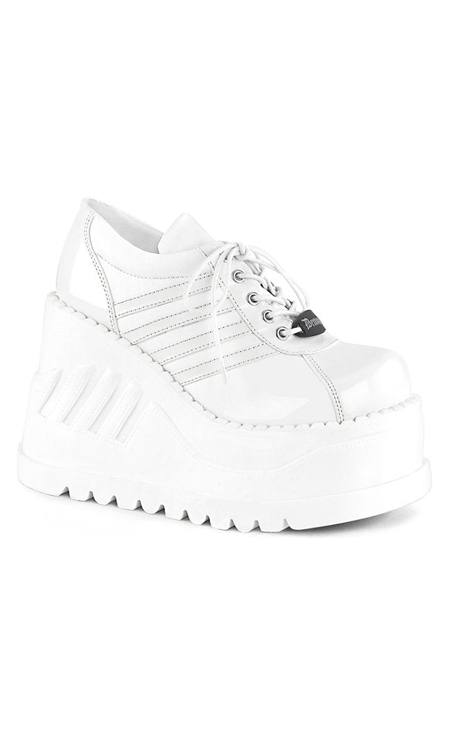 STOMP-08 White Platform Sneakers-Demonia-Tragic Beautiful