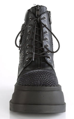 STOMP-18 Black Vegan Leather Boots-Demonia-Tragic Beautiful