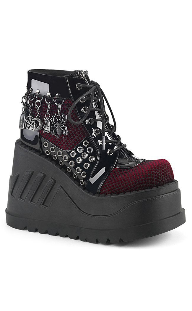 DEMONIA デモニア 厚底スニーカー STOMP-18 / RED Demonia STOMP-18 Burgundy Platform Boots | Gothic Shoes Australia