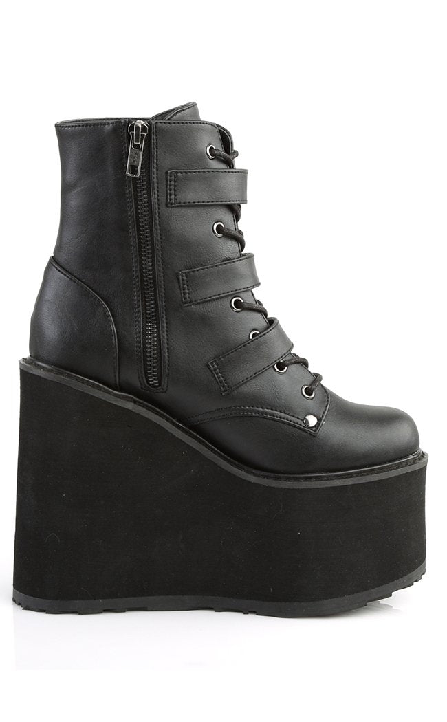 SWING-103 Black Vegan Leather Boots-Demonia-Tragic Beautiful