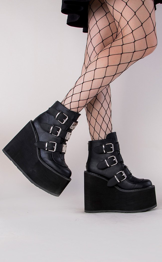 SWING-105 Black Matte Boots-Demonia-Tragic Beautiful