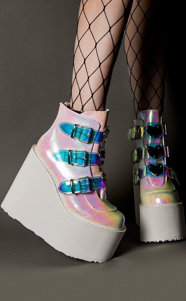 SWING-105 Pearl Iridescent Boots (Au Stock)-Demonia-Tragic Beautiful