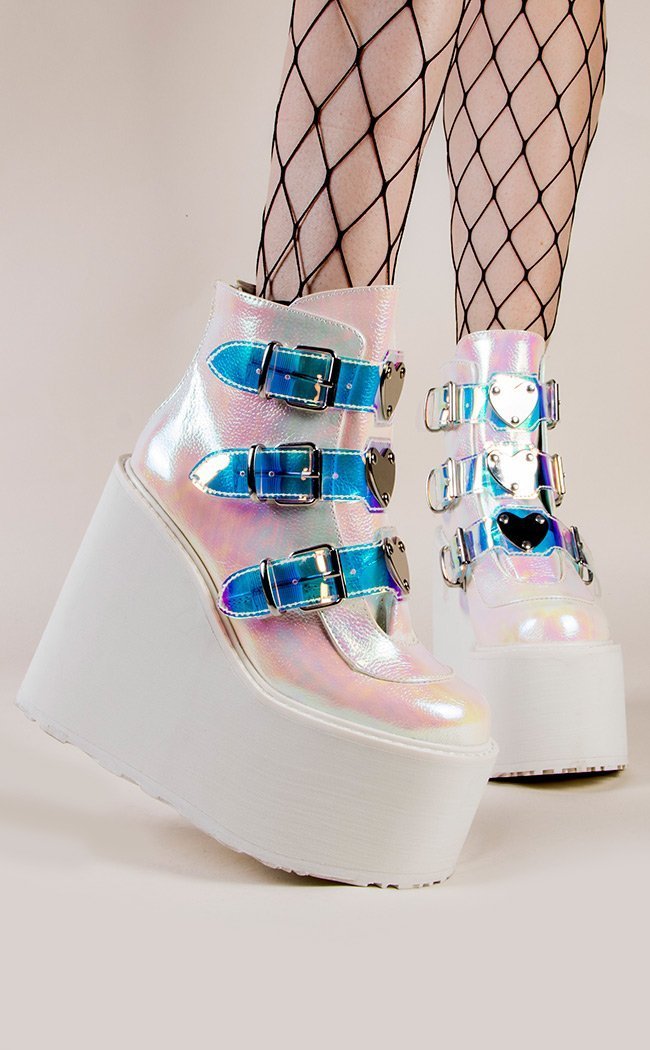 SWING-105 Pearl Iridescent Boots (Au Stock)-Demonia-Tragic Beautiful