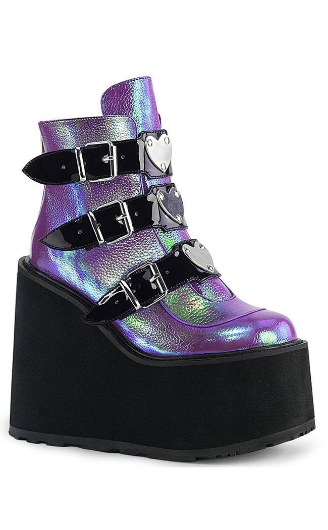 SWING-105 Purple Iridescent Boots-Demonia-Tragic Beautiful