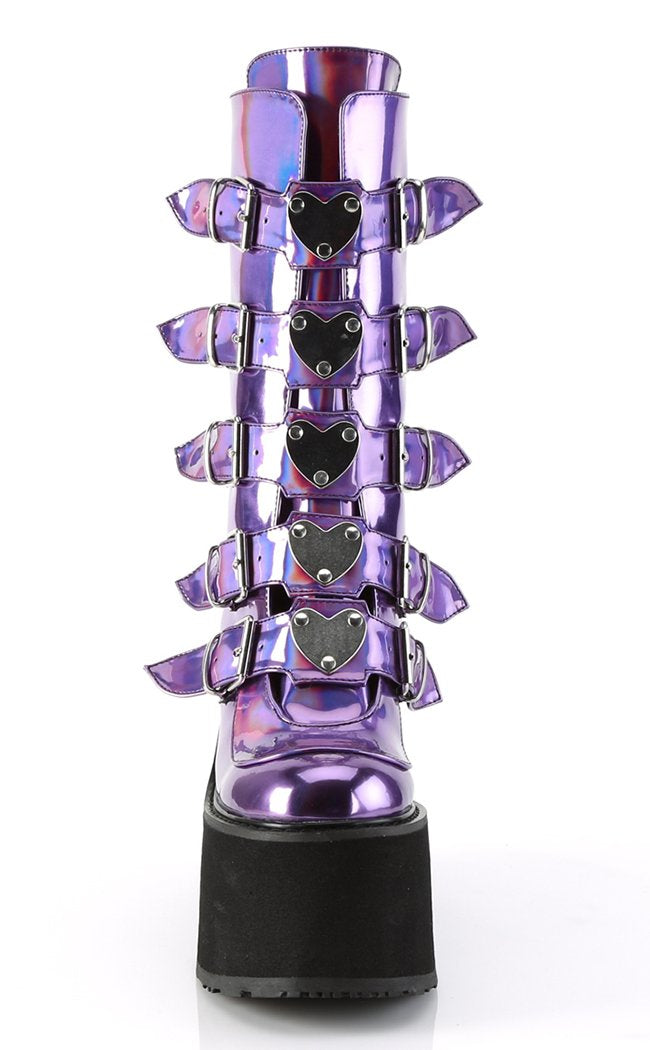 SWING-230 Purple Hologram Boots-Demonia-Tragic Beautiful