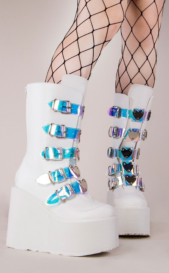 SWING-230 White Boots-Demonia-Tragic Beautiful