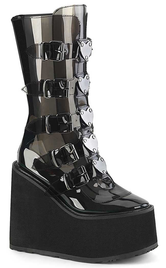 SWING-230C Smoke Tint Platform Mid-Calf Boots-Demonia-Tragic Beautiful