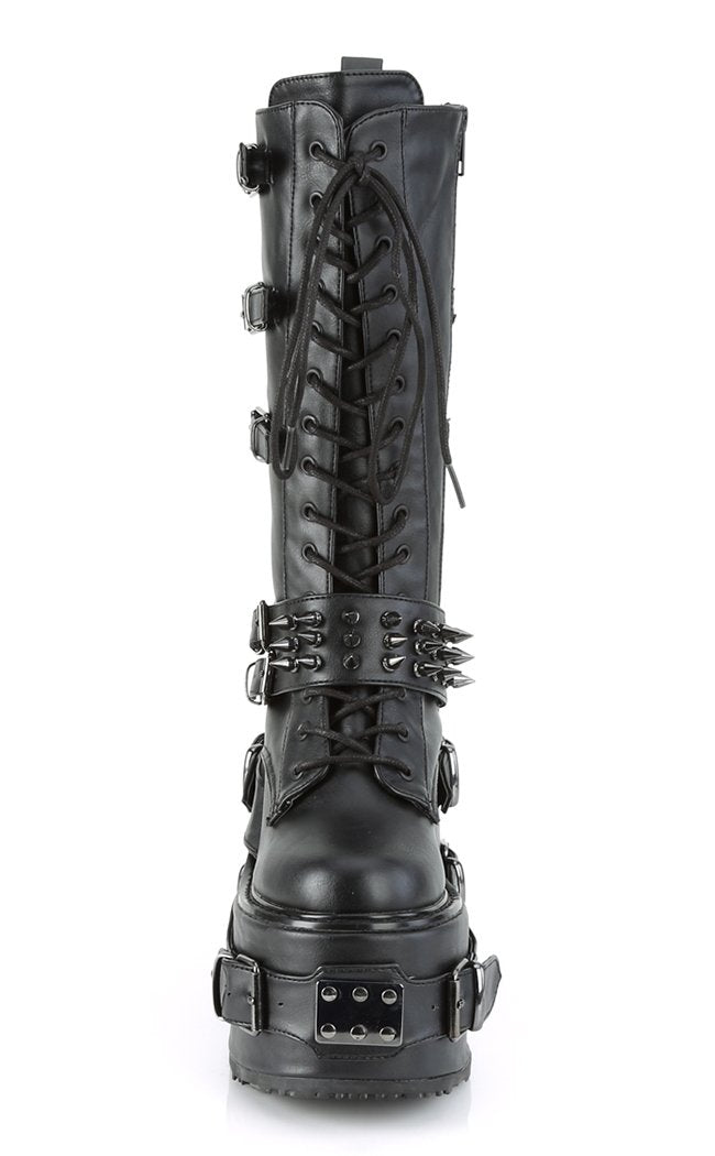 SWING-327 Black Vegan Leather Boots-Demonia-Tragic Beautiful