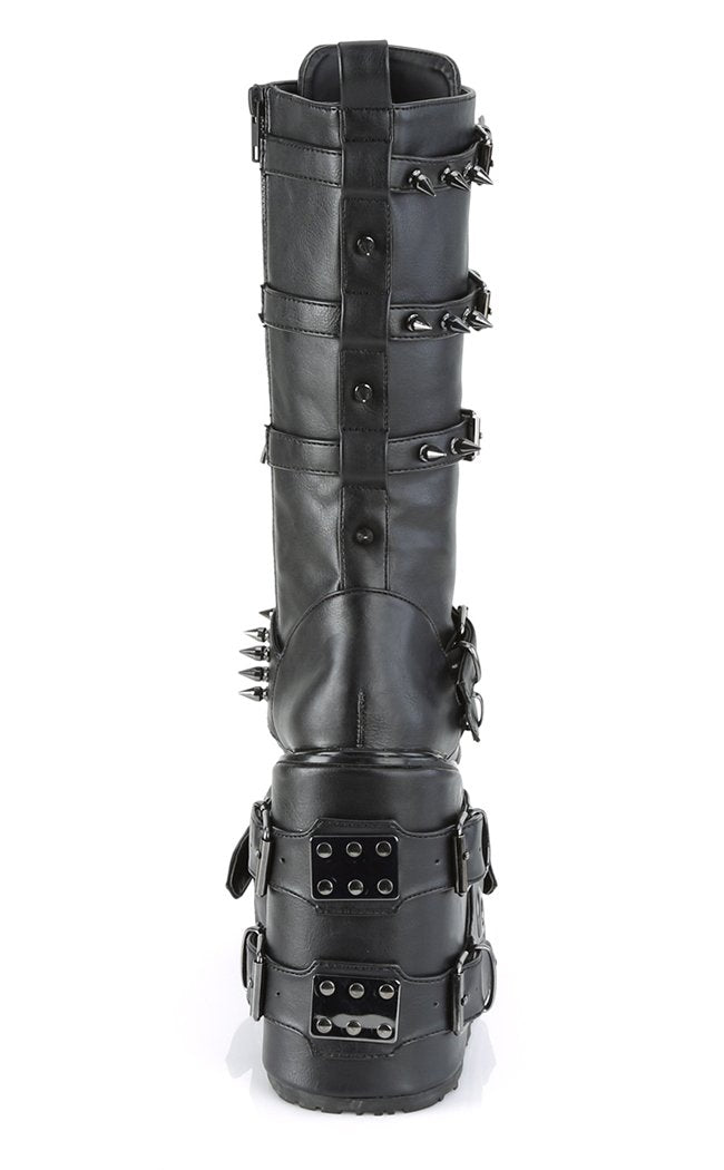 SWING-327 Black Vegan Leather Boots-Demonia-Tragic Beautiful