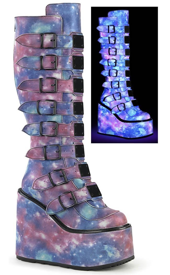 SWING-815 UV Galaxy Vegan Boots-Demonia-Tragic Beautiful