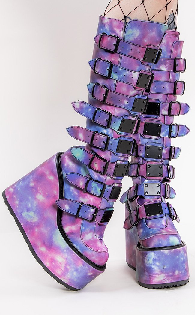 SWING-815 UV Galaxy Vegan Boots (Au Stock)-Demonia-Tragic Beautiful