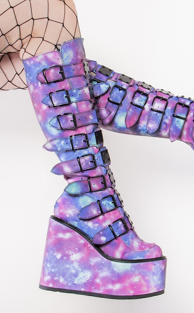 SWING-815 UV Galaxy Vegan Boots-Demonia-Tragic Beautiful