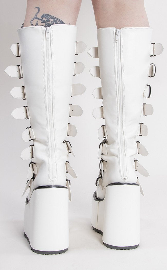 SWING-815 Matte White Trinity Boots (Au Stock)-Demonia-Tragic Beautiful