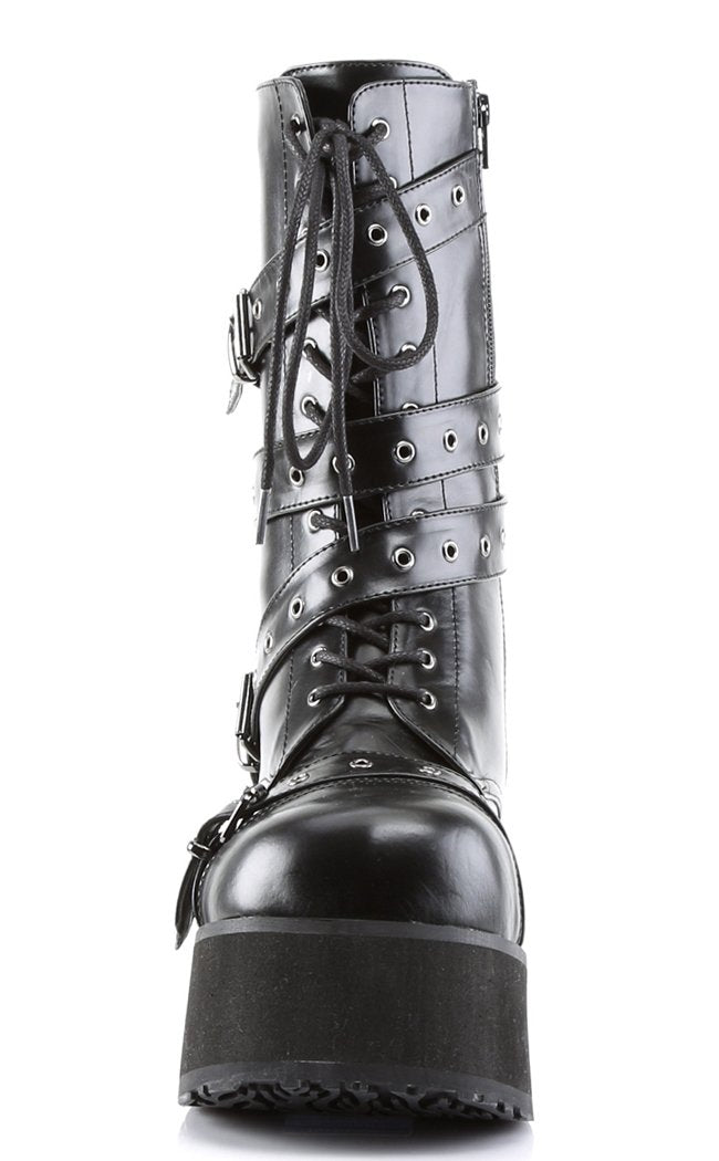 TRASHVILLE-205 Black Vegan Leather Boots-Demonia-Tragic Beautiful