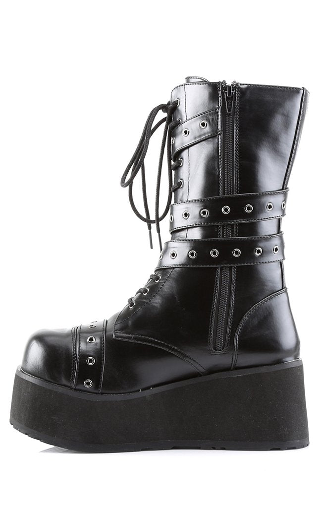 TRASHVILLE-205 Black Vegan Leather Boots-Demonia-Tragic Beautiful