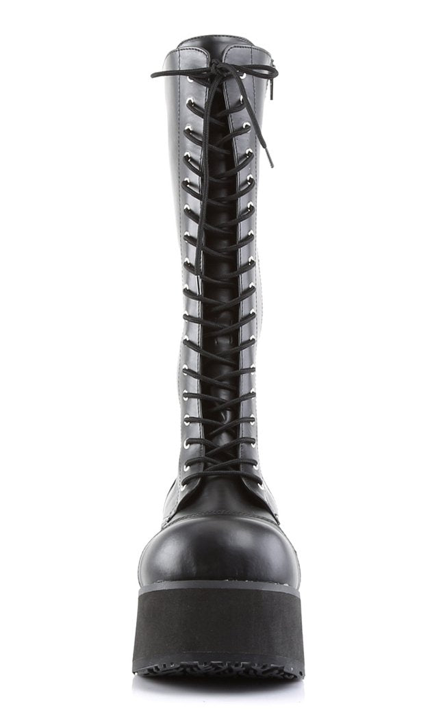 TRASHVILLE-502 Black Vegan Leather Boots-Demonia-Tragic Beautiful