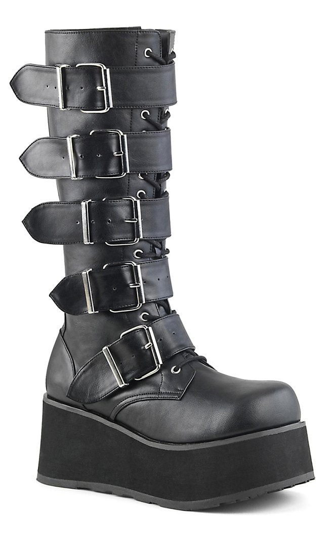 TRASHVILLE-518 Black Vegan Leather Boots (Au Stock)-Demonia-Tragic Beautiful