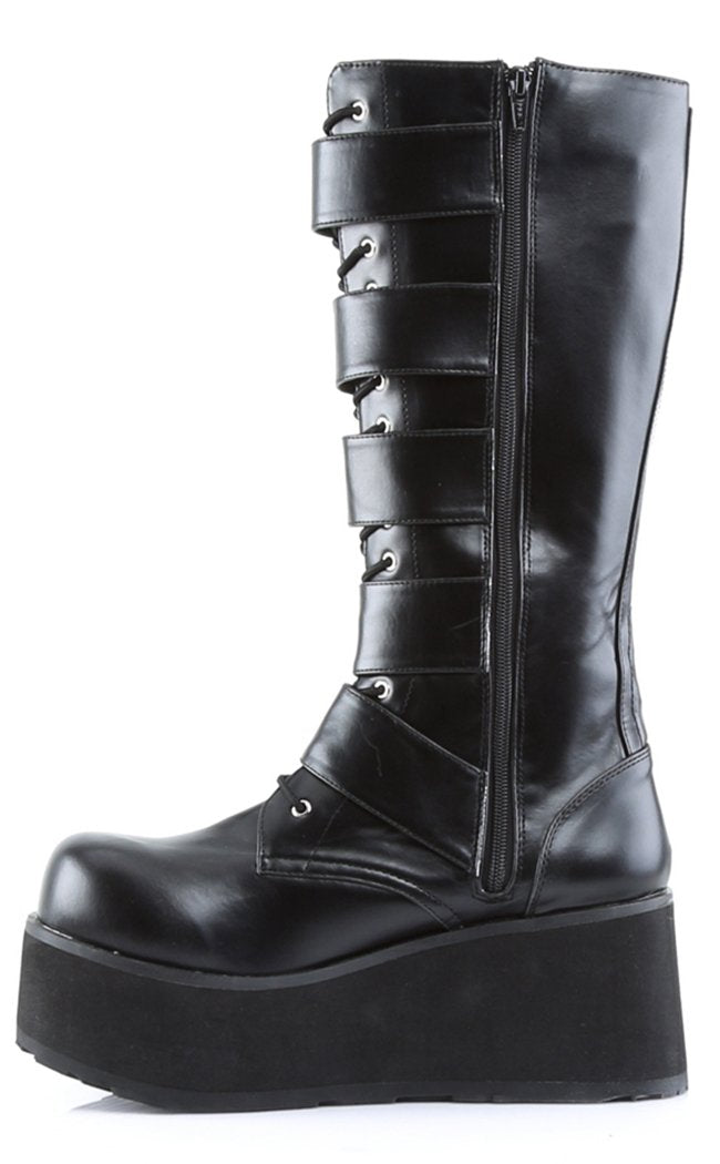 TRASHVILLE-518 Black Vegan Leather Boots (Au Stock)-Demonia-Tragic Beautiful