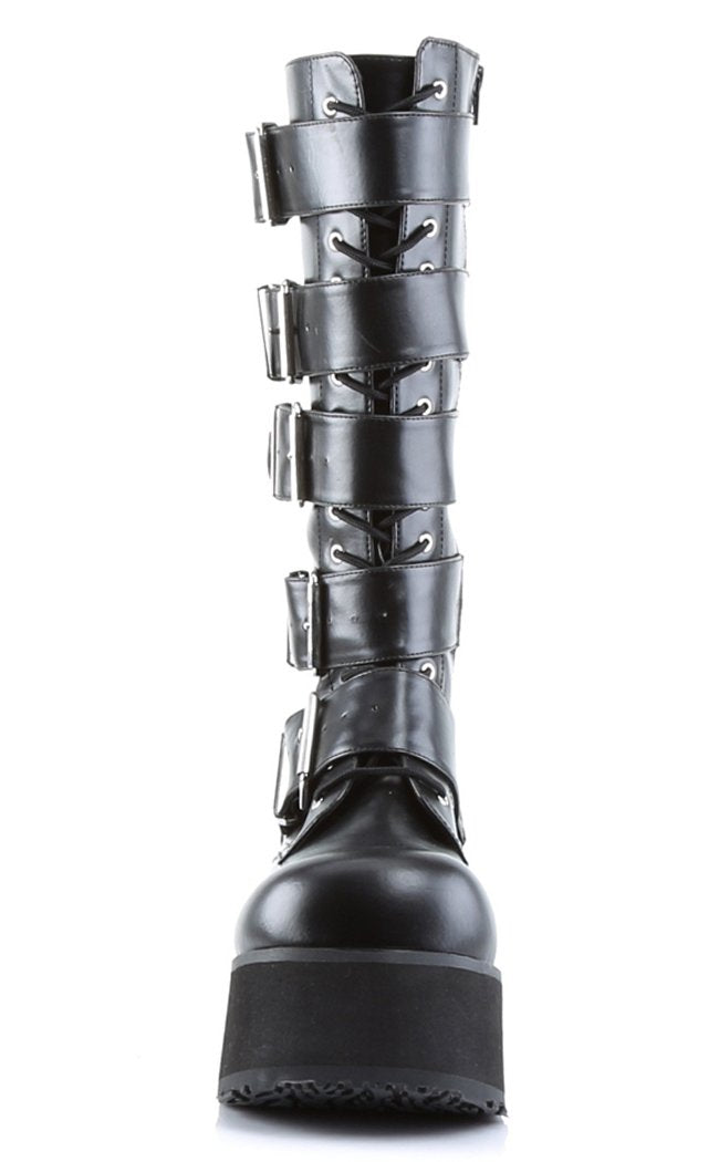 TRASHVILLE-518 Black Vegan Leather Boots-Demonia-Tragic Beautiful