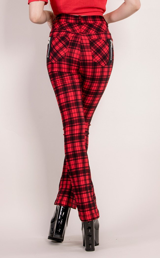 Tartan Night Flare Trousers-Banned Apparel-Tragic Beautiful