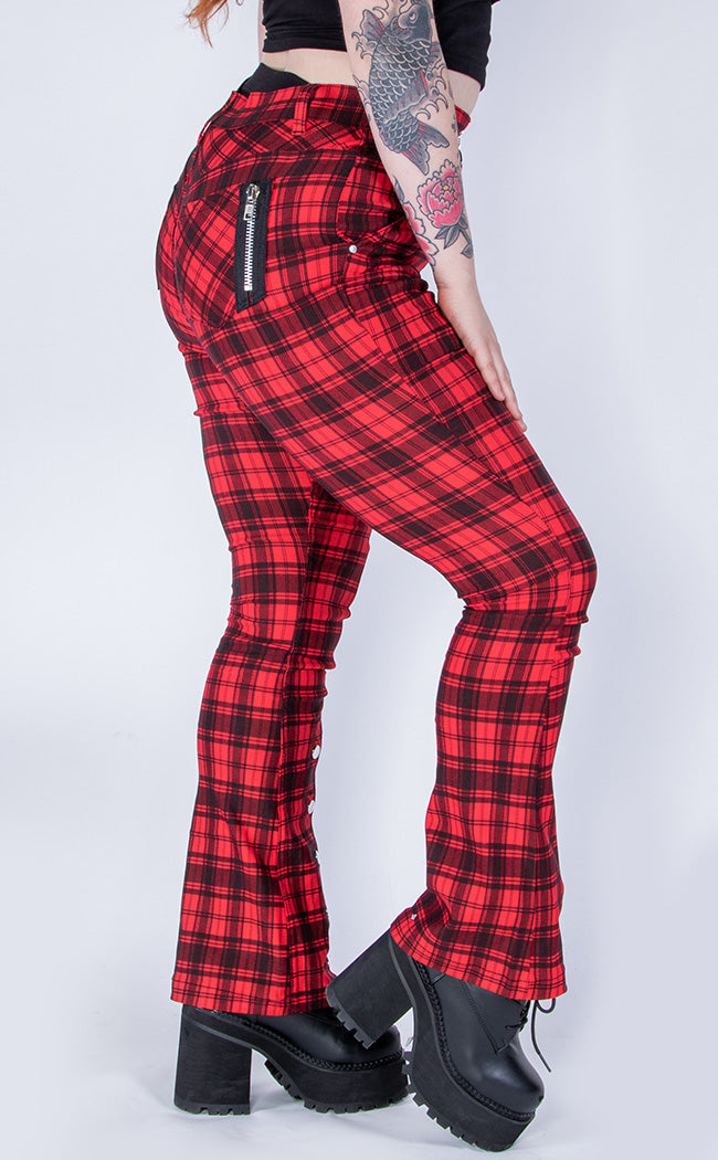 Tartan Night Flare Trousers-Banned Apparel-Tragic Beautiful