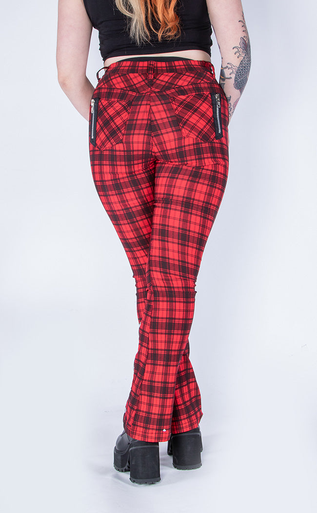 Tartan Night Flare Trousers-Banned Apparel-Tragic Beautiful