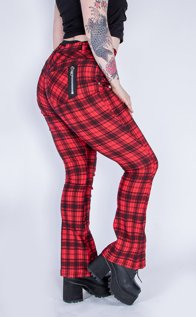 Tartan Night Flare Trousers-Banned Apparel-Tragic Beautiful